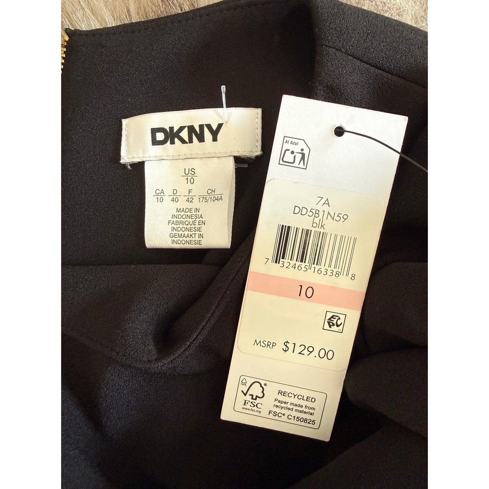 DKNY Womens Black Short Sleeve Button Detail Sheath Dress, Size 10 - Picture 7 of 7